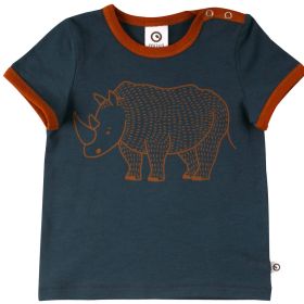 T-Shirt Nashorn blau-karamell