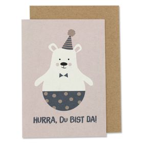 Geburtskarte Eisbär "Hurra, Du bist da"