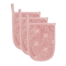 Waschhandschuh 3er Pack Frottee rosa