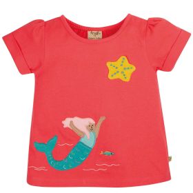 Mädchen T-Shirt himbeerrot Meerjungfrau