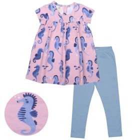 Kleid & Leggings Set Seepferdchen rosa