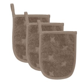 Waschhandschuh 3er Pack Frottee taupe