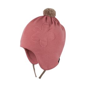 Bommelmütze Blume dusty-pink