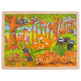 Rahmenpuzzle Holz "Tierkinder im Wald ", 48 Teile
