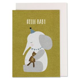 Geburtskarte Elefant mit Teddy
