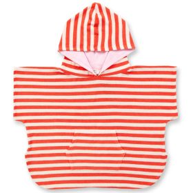 Frottee-Poncho gestreift coral