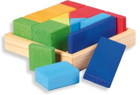 Holzbaukasten Quadrat Formen-Mix