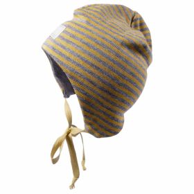 Mütze Wolle-Seide "Radler" safran-grau 42